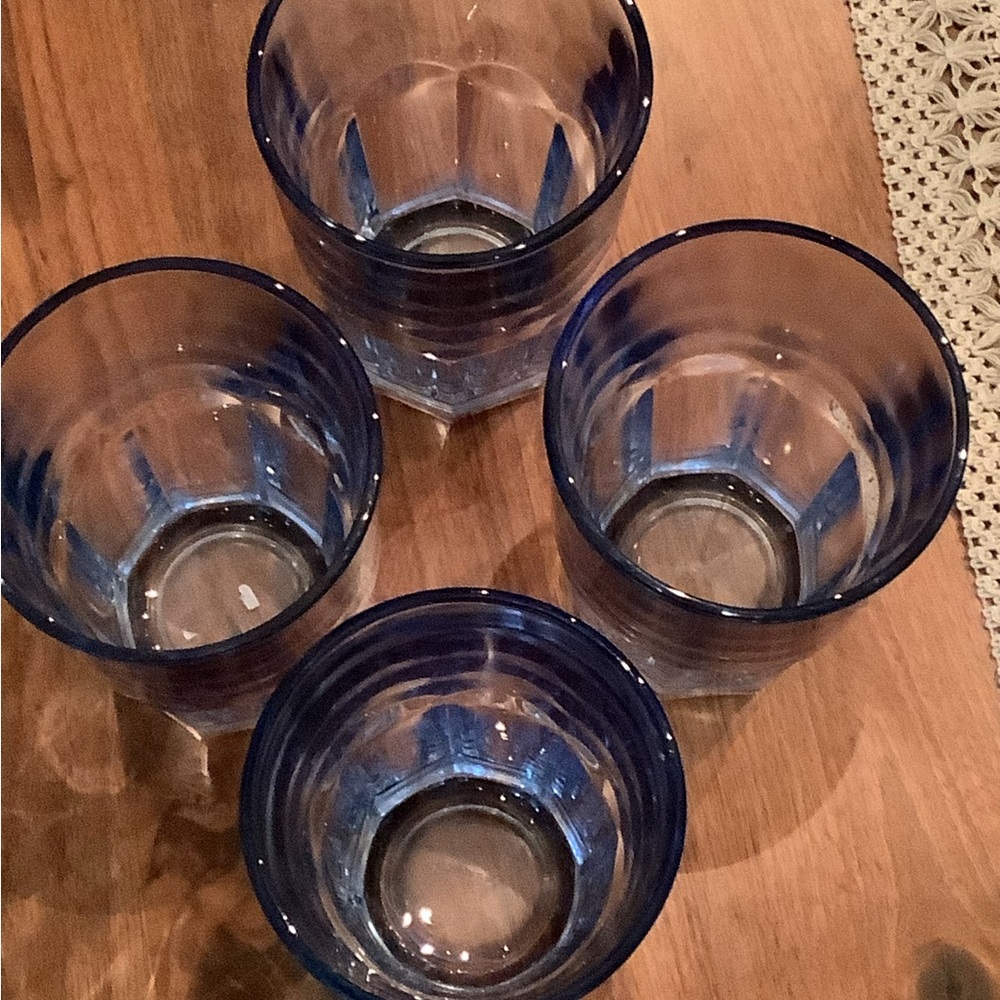 Set of 4 Blue Libbey Crisa 16 oz Glasses - Picture 3 of 6
